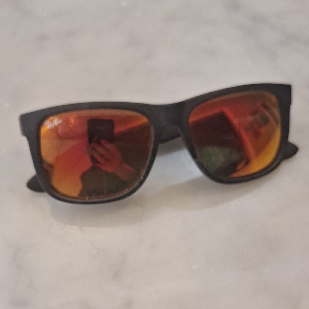 Rayban Justin Model Sold For Frame -  Lens Scratched‎ Black Sunglasses Sports
